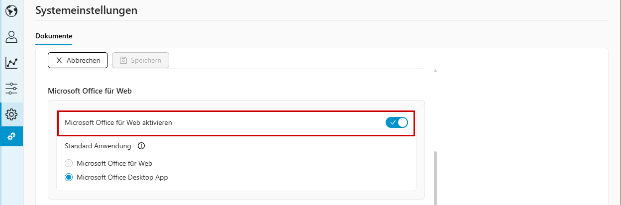admin einstellung - office online aktivieren Aktivieren oder Deaktivieren von Microsoft Office für das Web in den WIVIO-Systemeinstellungen.