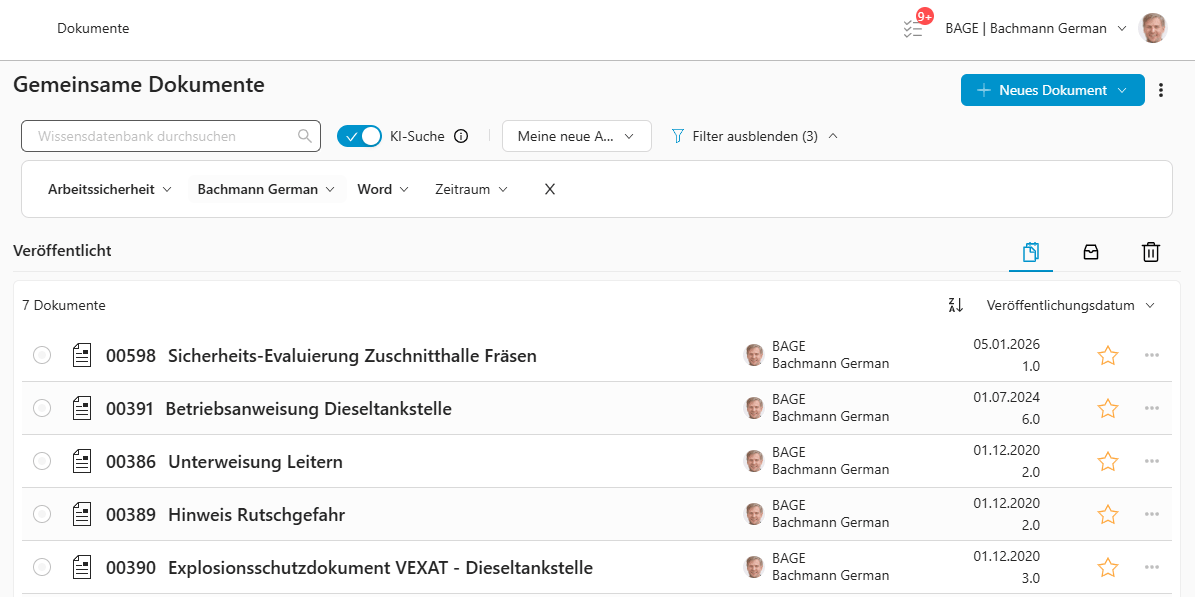 ansichten laden Auswahl einer gespeicherten Ansicht in WIVIO und Rückkehr zur Systemansicht.