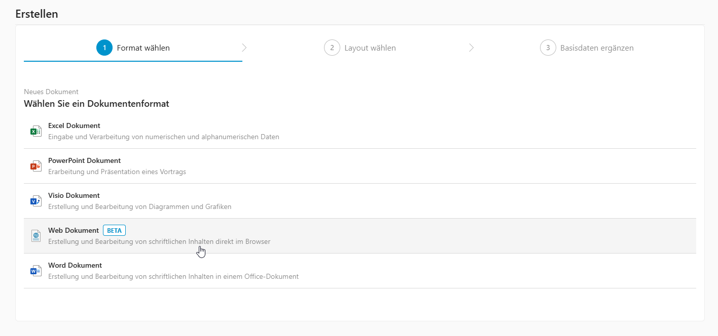 releasenotes-26.2-abbildung-10 Auswahl des Dokumentformats beim Erstellen eines neuen Dokuments
