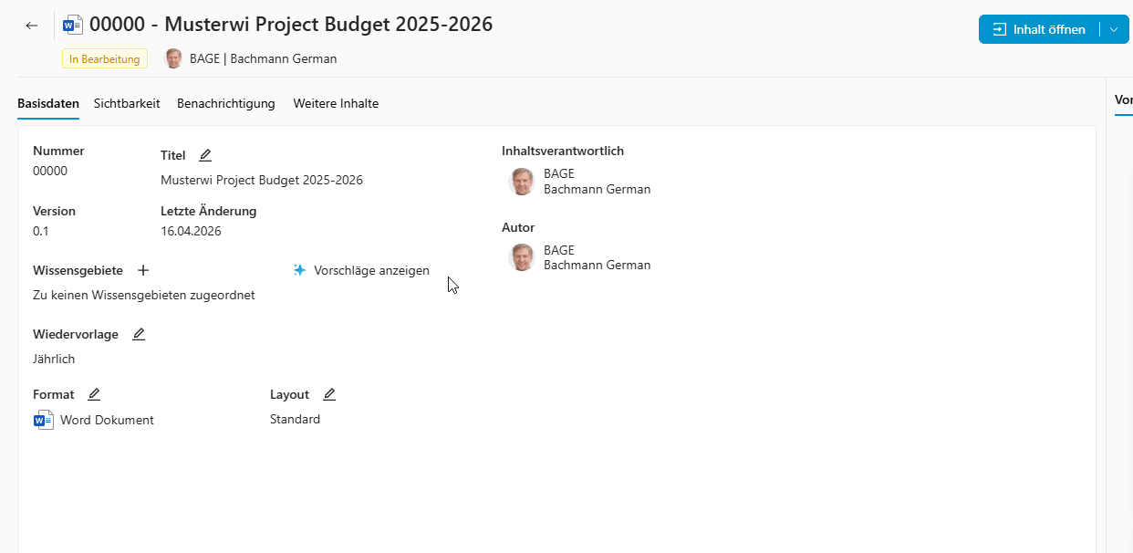 releasenotes-26.2-abbildung-13 Dokumentdetails mit Metadaten wie Version, Autor und Wissensgebiet