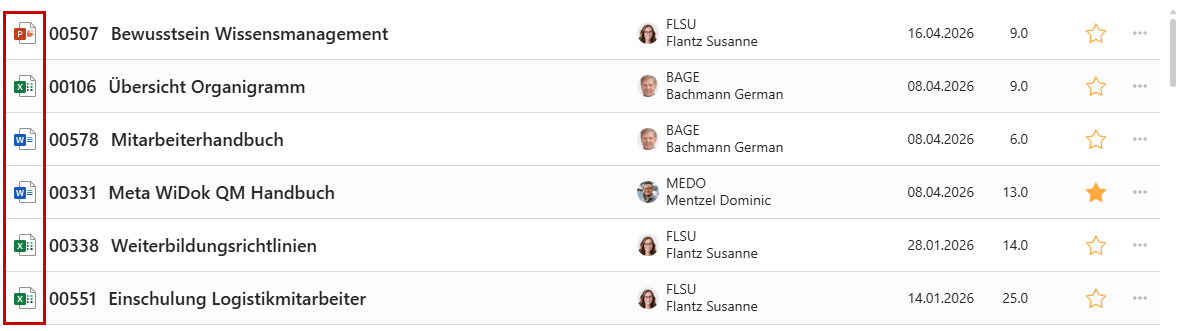 releasenotes-26.2-abbildung-7 Dokumentenliste mit visueller Kennzeichnung verschiedener Dateiformate