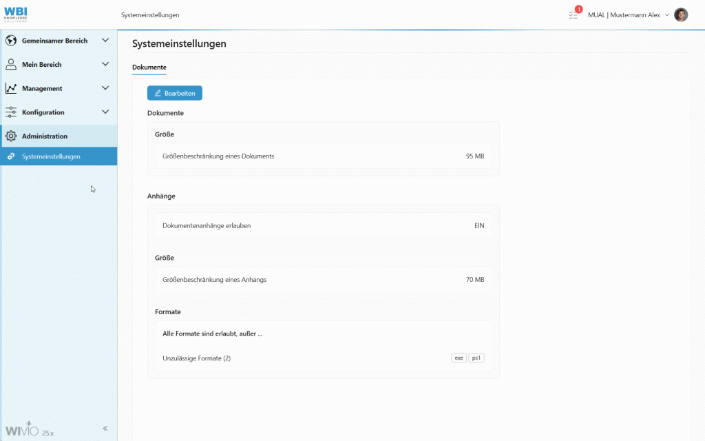 Das animierte Gif zeigt, wie ein Administrator in WIVIO beim Menüpunkt "Konfiguration" zu den Gruppen navigiert und dann dort die Benachrichtigungsgruppen kontrolliert.